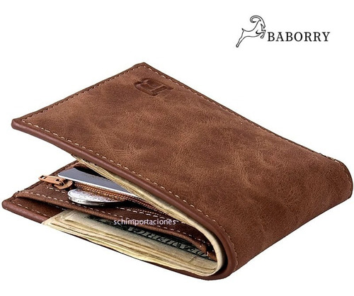 Imagen 2 de 5 de Billetera Baborry - Original - Cuero De Poliuretano - Cafe
