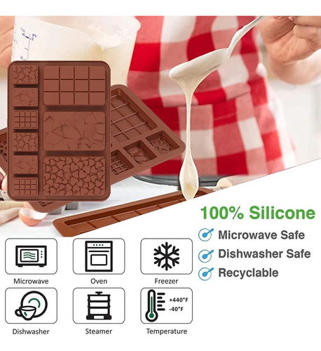 Molde Silicon Barras Tabletas 3 Chocolates - Jabón Artesanal Color Café
