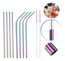 Comprar Set 8 Popotes Tornasol Acero Ecológicos Lavables Ecológicos