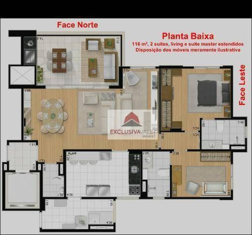 Apartamento Com 2 Dormitórios À Venda, 116 M² Por R$ 880.000 - Jardim Aquarius - São José Dos Campos/sp - Premiere - Ap1999