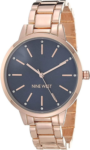 Nine West Reloj De Pulsera Para Mujer 2098nvrg Color de la correa Rosa Color del bisel Rosa Color del fondo Azul marino