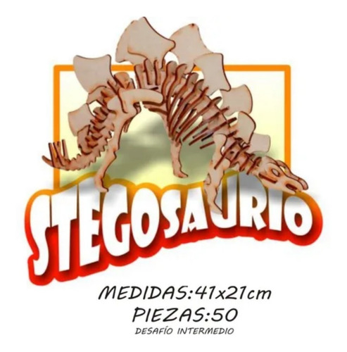 Imagen 3 de 5 de Maqueta 3d Dinosaurio Stegosaurio Corte Laser Madera P Armar
