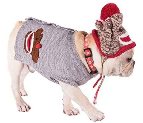 The Worthy Dog Sock Monkey Cardigan Con Cuello En V Suave