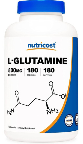 L-glutamina 800 Mg Nutricost Construye Masa Muscular 180 Cap