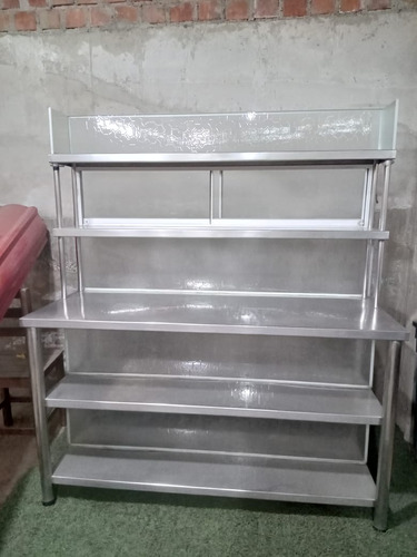 Mesa De Acero Inoxidable 5 Niveles Con Lunas Fijas Corredisa