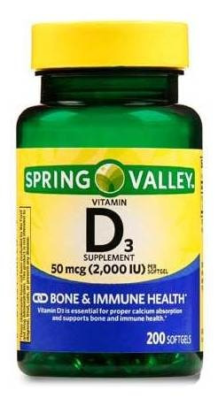 Spring Valley Vitamina D3 50mcg (2,000iu) 200 Cápsulas 