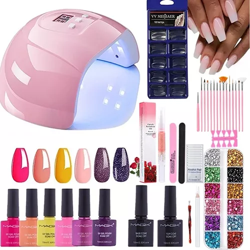  LKE - Lámpara LED UV para uñas de gel, 40 W, secadora de  esmalte de uñas de gel, con 3 temporizadores, accesorios profesionales,  herramienta de arte de uñas, color blanco 