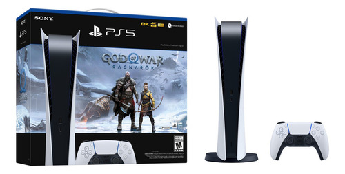 Sony PlayStation 5 Digital 825GB God of War Ragnarok Bundle color blanco y negro