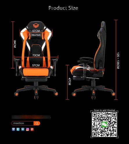 Imagen 6 de 8 de Silla De Escritorio Meetion Chr 22 Gamer Tapizado De Cuero
