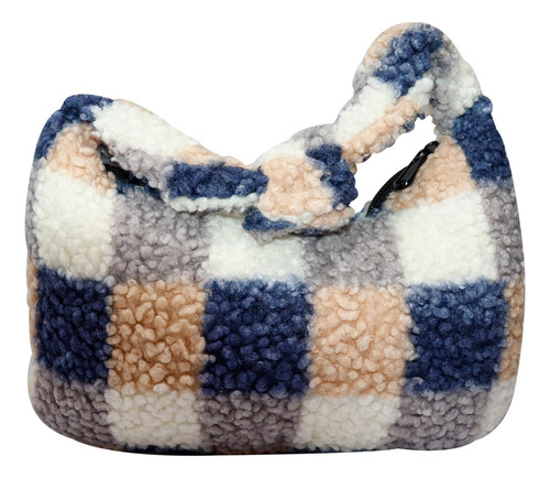 Bolso De Mano Textura De Borrego Print De Cuadros