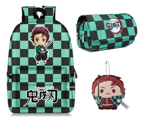 Mochila De Anime Demon Slayer 3 Unids/set Regalo De Moda Ado