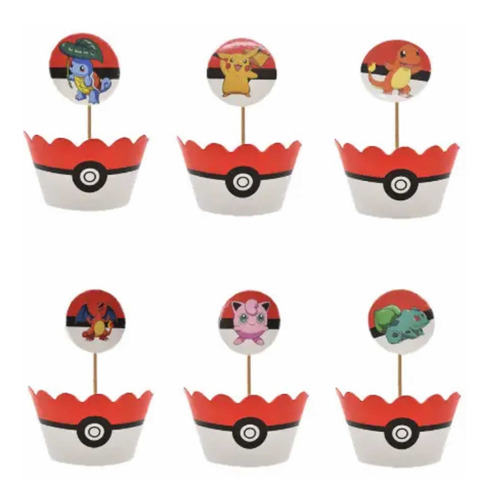 Adornos Decorativos De Cupcakes Cumpleaños Pokemo Pokeball