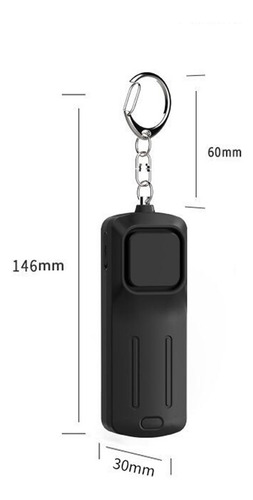 Llavero Con Alarma Personal, 130 Db, Recargable, Con Negro