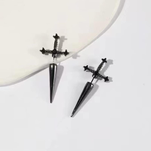 Gótico Unix Cruz Espada Pendientes Cristal Punk Cuchillos Fo