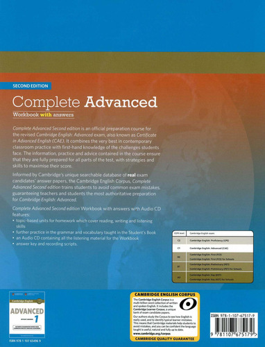 Complete Advanced - Workbook W/key & Audio Cd 2nd Edition K