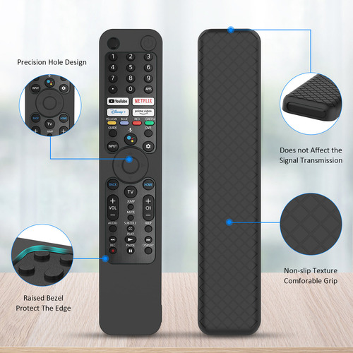 USTIYA Funda Para Sony Tv 4k Rmf Tx600 C/p/u/e Case Control Remoto Carcasa Silicona Color Negro Cover