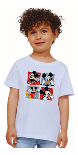 Camiseta Para Niños Mickey Mouse En Cuello Redondo    