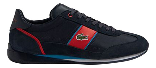 Tenis Lacoste Angular Hombre Azul Rojo Gamuza Hotsale Bt