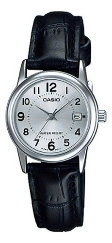 Reloj Casio Ltp-v002l-7b Mujer Analógico Color de la malla Negro Color del bisel Plateado Color del fondo Plateado