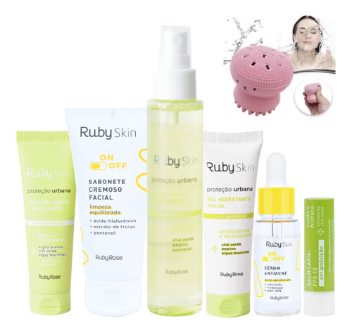 Combo Skincare Linha Facial Proteção Urbana Vegano Ruby Rose
