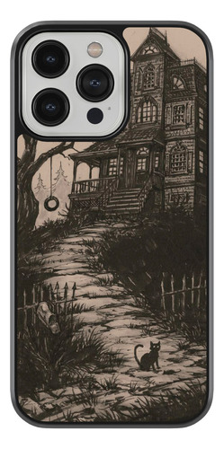 Case Funda Para iPhone Casa Embrujada Gato Negro Terror