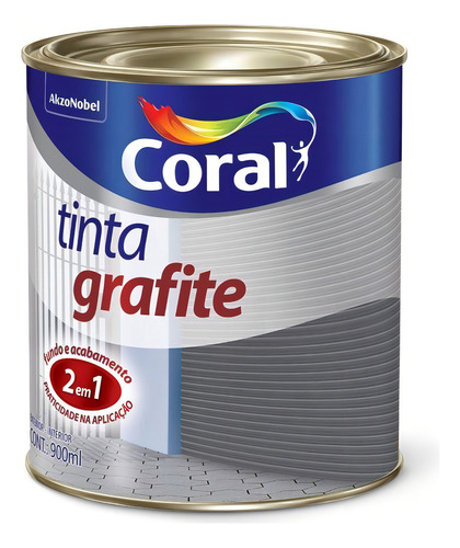 Tinta Para Metal Tinta Grafite Fosco Cinza Escuro 0,9l Coral