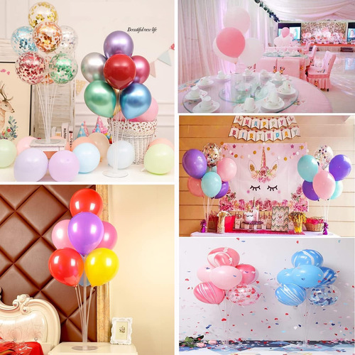 6 Soportes Para Globos Con Centro De Mesa Para Decoración