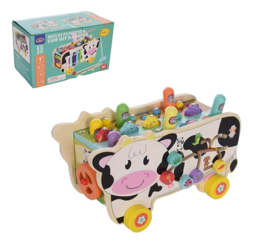 Juguete Didáctico Carrito De Vaca Con Música Y Martillo 7en1