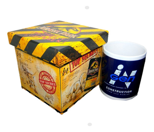 Taza Jurassic World Ingen, Con Caja De Madera Game Over