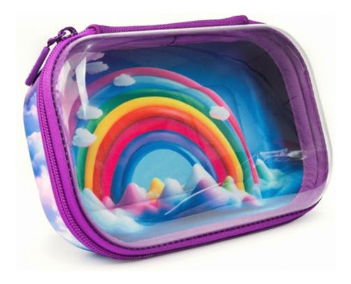 Zipit Caja De Lápices Transparente Para Niñas | Estuche De Color Arcoíris