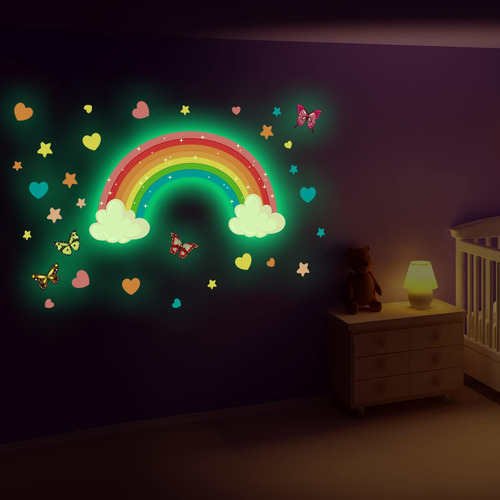 Brillo En El Oscuro Y Grande Rainbow Wall Docal