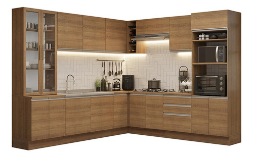 Armário De Cozinha Completa 549cm Rustic Glamy Madesa 01