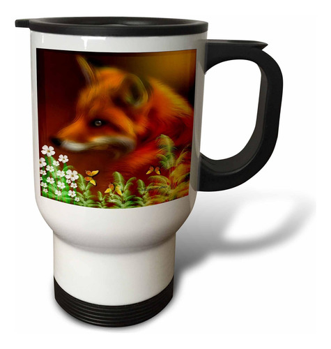 3drose Red Fox En La Taza De Viaje De Acero Inoxidable De Ja