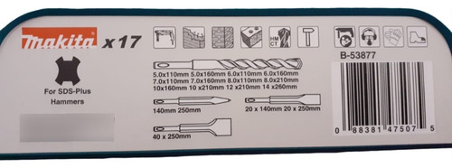 Mechas Y Cinceles Sds Plus Maletín Apilable 17 Pzs Makita
