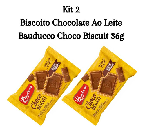 Biscoito chocolate ao leite bauducco choco biscuit 2 unidades 36g