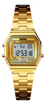 Comprar Reloj Mujer Skmei 1415 Acero Alarma Cronometro Elegante Color De La Malla Dorado Color Del Fondo Blanco