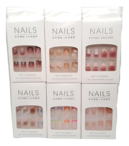Uñas Postizas Pres On Simple Set De 12 Unds