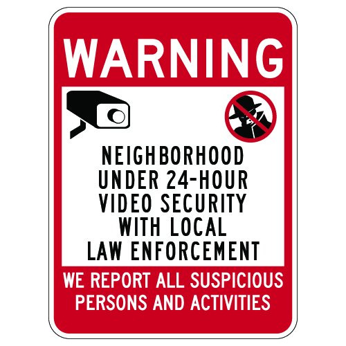 Barrio Video 24 hora Seguridad Sign  18 x 24