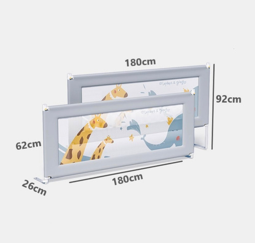 62*180cm Barandal Para Cama De Niños Seguridad Protector Ajustable