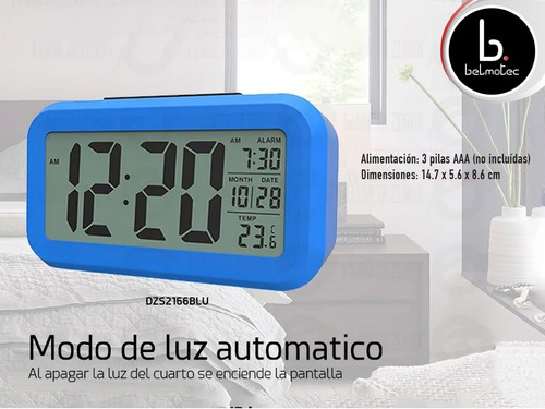 Reloj Despertador Digital Sensor Luz Alarma Temperatura