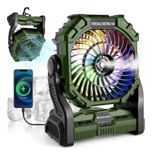 Ventilador Portátil De Nebulización Y Camping Con Linterna L