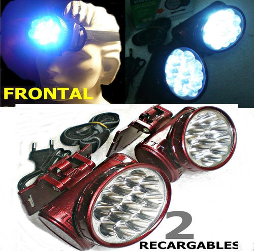 Set 2 Potente Linternas 13 Led Frontal Y Montable Recargable