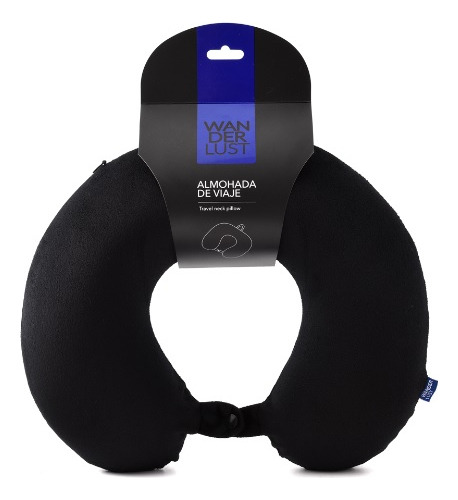 Almohadón Almohada De Viaje Wanderlust Funda Con Cierre Color Negro Diseño De La Tela Liso