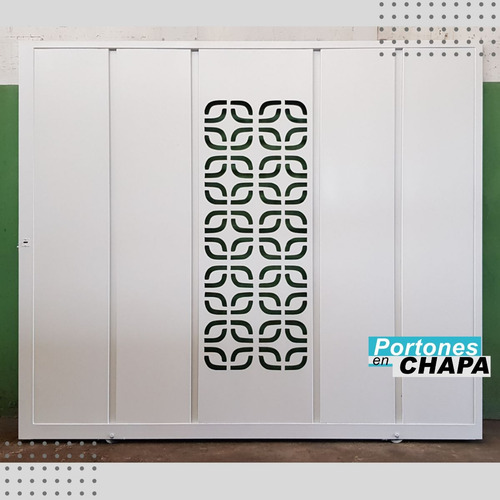 Porton Chapa Corredizo Garage Con Diseño Y Plegado Vertical Blanco