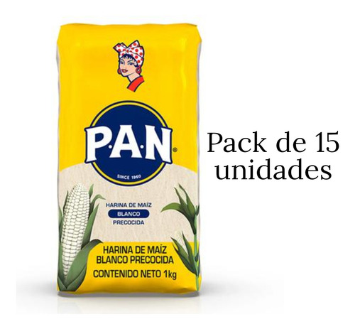 Harina De Maíz Blanco Pan 1kg Pack De 15 Unidades