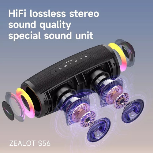 Bocina Bluetooth Portátil Zealot S56 50w Ipx67 Batería Negro