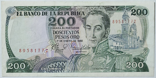 Billete 200 Pesos 01/ene/1982 Colombia Vf