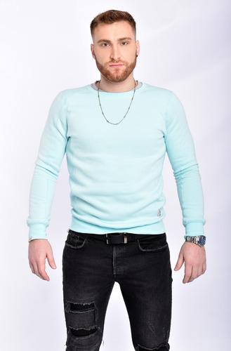 Imagen 4 de 10 de Buzo Hoodie Sin Capucha Hombre Slim Fit Moda Urbana A39