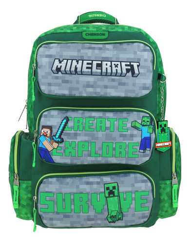 Mochila Chenson Escolar Grande Minecraft Ces Mc65655-g