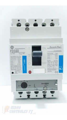 Breaker Ind. 3x20 Amp Mod. Fd160marca General Electric 